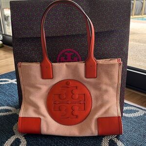 Tory Burch Red and Tan Tote Bag